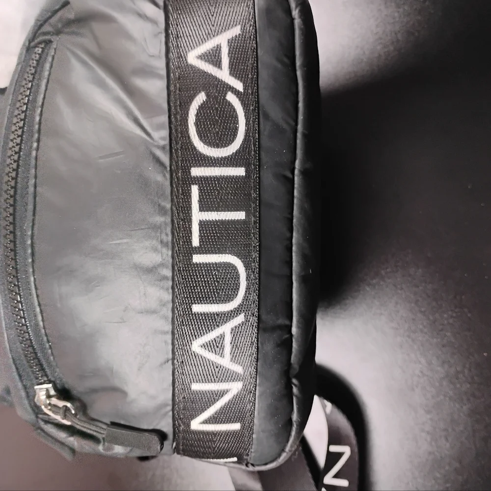 Nautica Black Nylon Crossbody Belt Bag Adjustable Strap